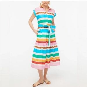 J crew striped button down rainbow dress size 10